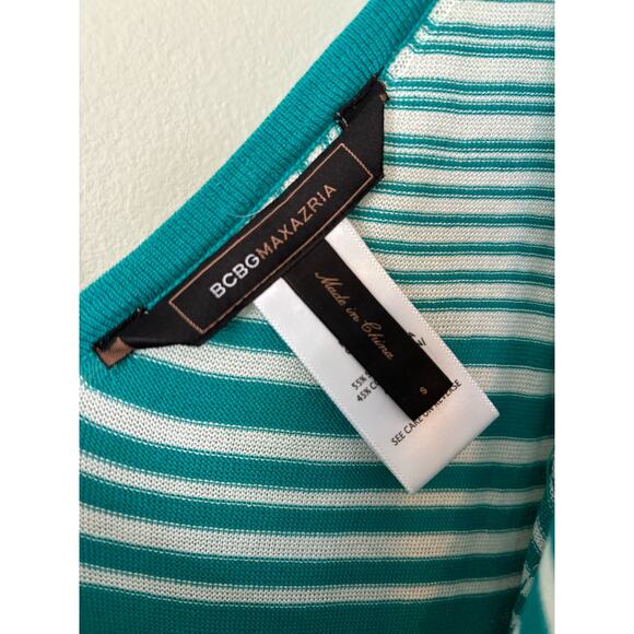 BCBGMaxAzria Striped Silk Blend Knit Dress Small Flutter Sleeve - Picture 4 of 9